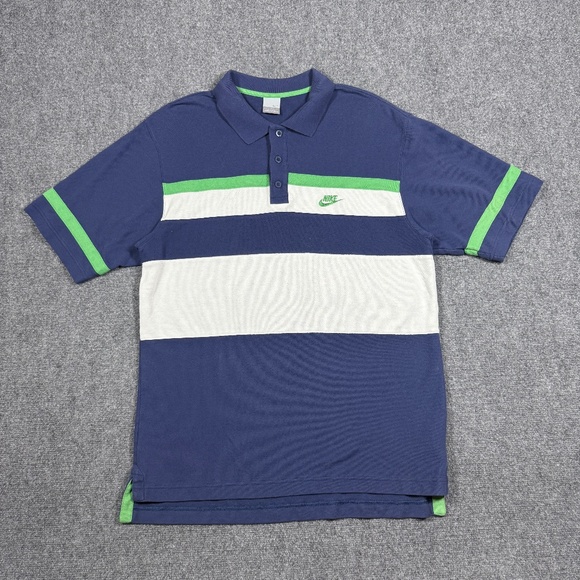 Vintage 90s Nike Polo Shirt 100% Cotton Retro Tennis Mens Large 0491 - Picture 1 of 8